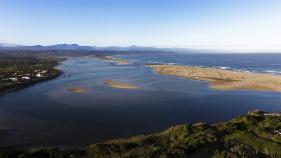 view of keurbooms estuary from above the hills
